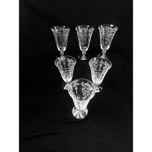 Set of 6 Fostoria Arcady IceTea Glass 6"T‎ X  3 1/2"W Etched Elegant Depression